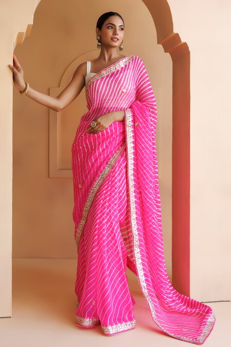 Party Wear PInk Plain Saree, 5.5 m (separate blouse piece) at best price in  Surat