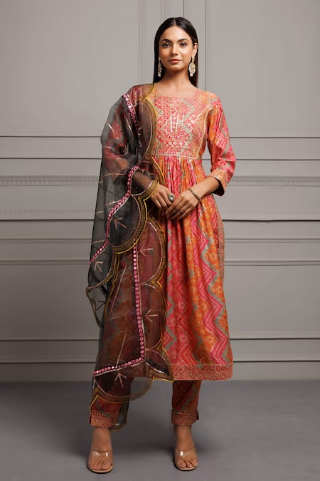 Geroo Jaipur Bandhani Print Kurta Pant Set 