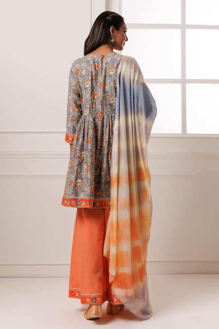 Geroo Jaipur Floral Print Kurta Palazzo Set 
