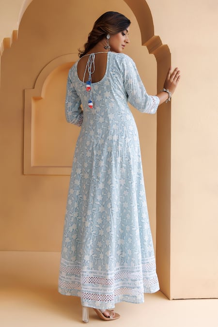 Geroo Jaipur Cotton Floral Print Anarkali 