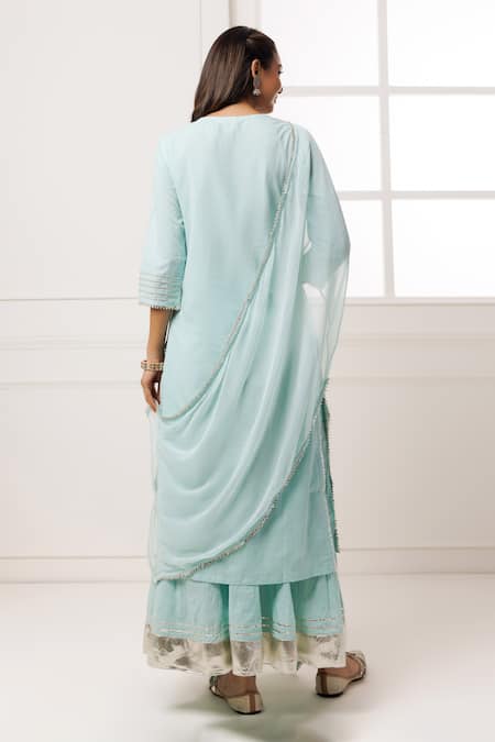 Geroo Jaipur Gota Placement Embroidered Kurta Set 