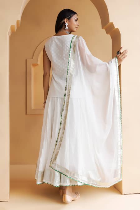 Geroo Jaipur Cotton Border Embellished Skirt Set 