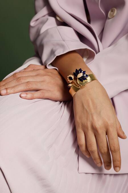 Trupti Mohta_Gold Plated Stones Embellished Bracelet _Online_at_Aza_Fashions