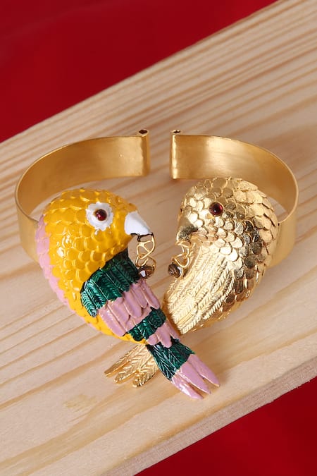 Trupti Mohta Gold Plated Dual Bird Ornamented Bracelet 