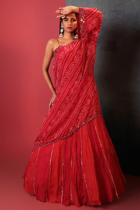 Bandhani Bandhani Woven Kurta & Skirt Set 