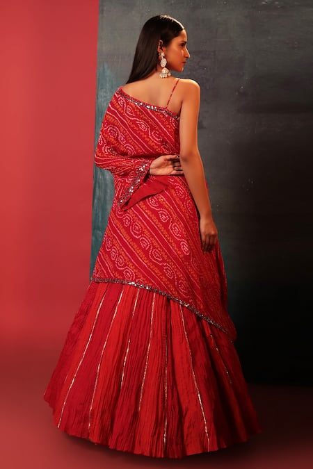 Bandhani Bandhani Woven Kurta & Skirt Set 