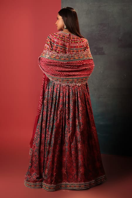 Bandhani Silk Patola Pattern A-Line Lehenga Set 