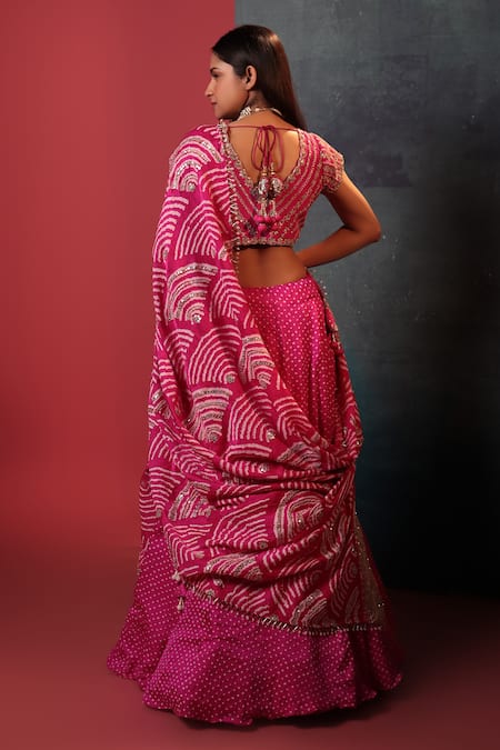 Bandhani Silk Dotted Bandhani Pattern Lehenga Set 