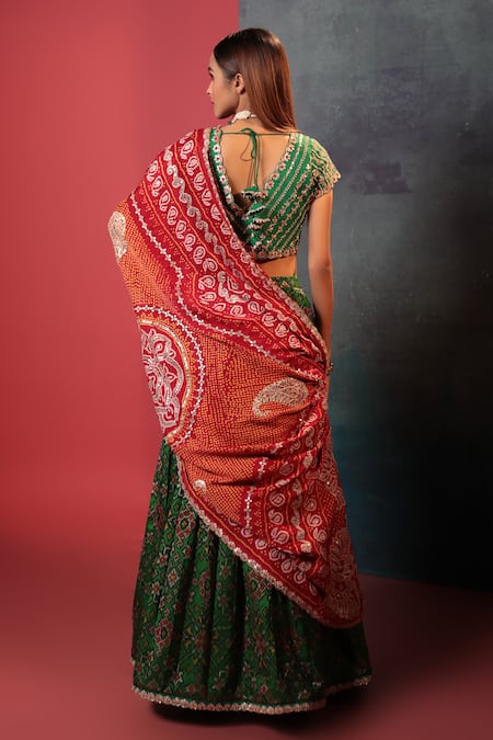 Bandhani Silk Floral Patola Pattern Lehenga Set 