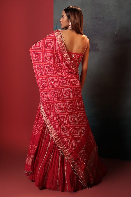 Bandhani Placement Zardozi Embellished Lehenga Set 
