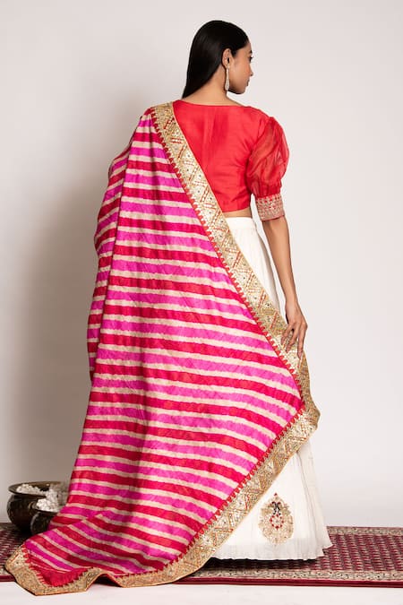 Bandhani Placement Gota Embroidered Lehenga Set 