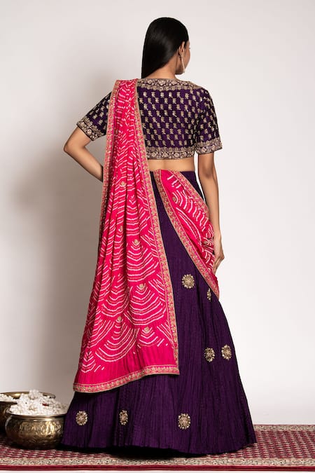 Bandhani Scattered Zardozi Embroidered Lehenga Set 
