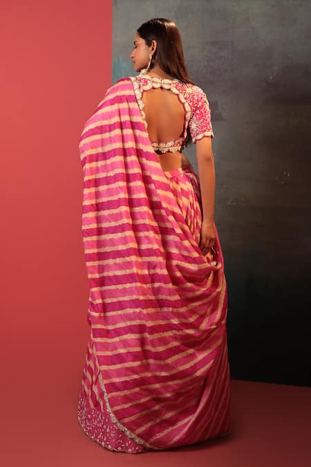 Bandhani Silk Leheriya Pattern Bridal Lehenga Set 