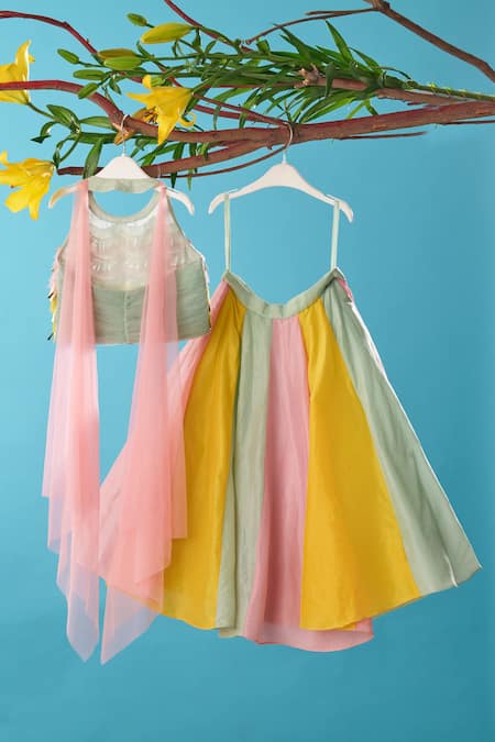 Turqidz By Shweta Aggarwal Panelled Lehenga & Embroidered Blouse Set 