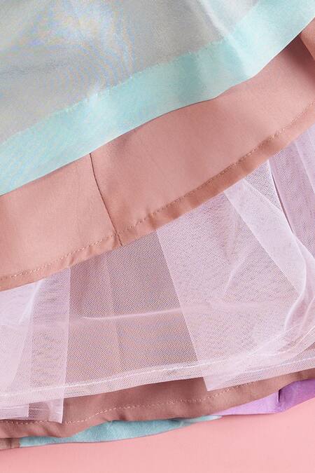 Turqidz By Shweta Aggarwal Multi Color Crepe, Silk Embroidery 3d Applique Yoke Gown Online at Aza Fashions Turqidz By Shweta Aggarwal_Multi Color Crepe, Silk Embroidery 3d Applique Yoke Gown _Online_at_Aza_Fashions