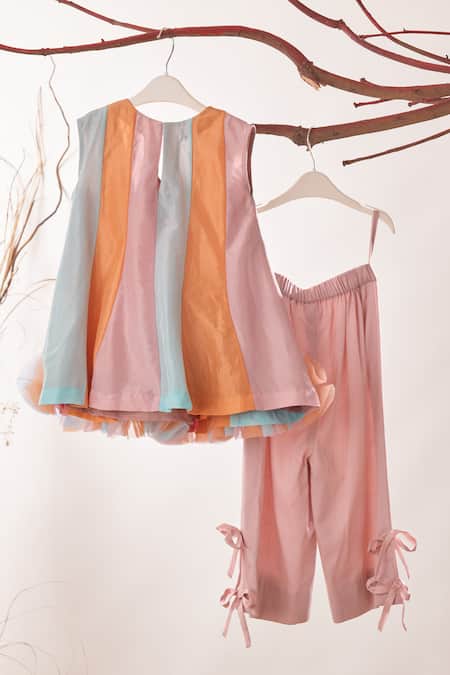 Shop Turqidz By Shweta Aggarwal Multi Color Cotton, Silk Panelled Tunic And Pant Set at Aza Fashions Shop_Turqidz By Shweta Aggarwal_Multi Color Cotton, Silk Panelled Tunic And Pant Set _at_Aza_Fashions