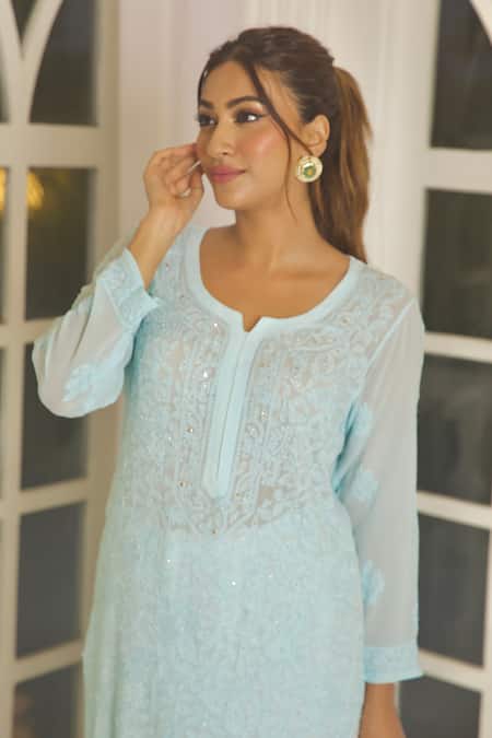 Label Aishwaryrika Ariel Chikankari Embroidered Kurta 