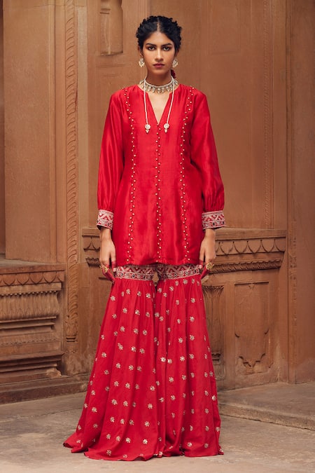 Seema Nanda Adab Embroidered Kurta With Sharara 