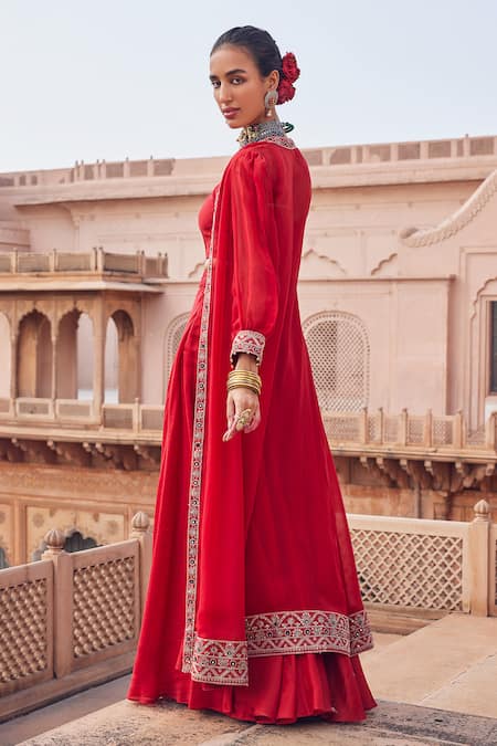 Shop_Seema Nanda_Silk Organza Anan Cape And Flared Pant Set _at_Aza_Fashions