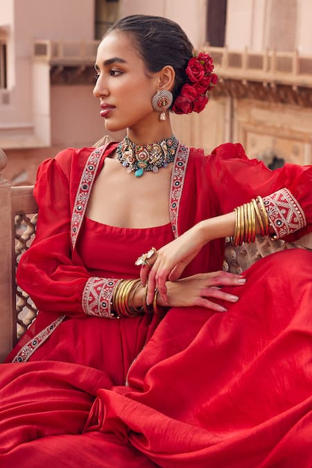 Seema Nanda_Silk Organza Anan Cape And Flared Pant Set _Online_at_Aza_Fashions