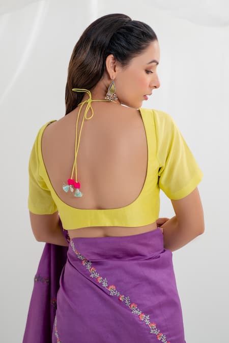 Rashi Jain Mehrab Chanderi Floral Embroidered Saree With Blouse 