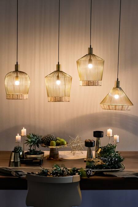 Shop_Logam_Gold Aluminium Sarai Pendant Light Single Pc_Online_at_Aza_Fashions