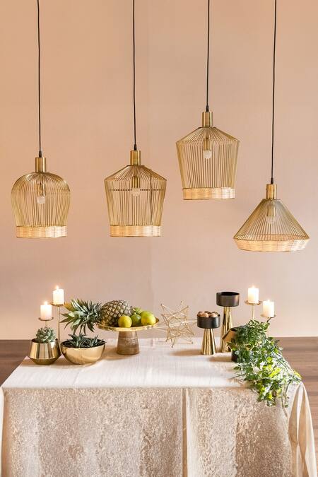 Logam_Gold Aluminium Sarai Pendant Light Single Pc_at_Aza_Fashions