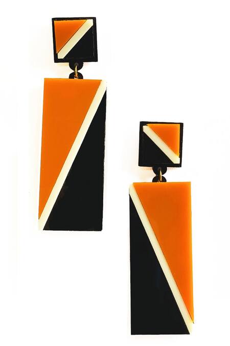 Shop Prachi Gupta Multi Color Rectangular Double Drop Earring at Aza Fashions Shop_Prachi Gupta_Multi Color Rectangular Double Drop Earring_at_Aza_Fashions