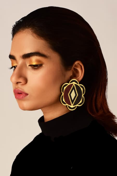 Prachi Gupta Floral Acrylic Stud Earrings 