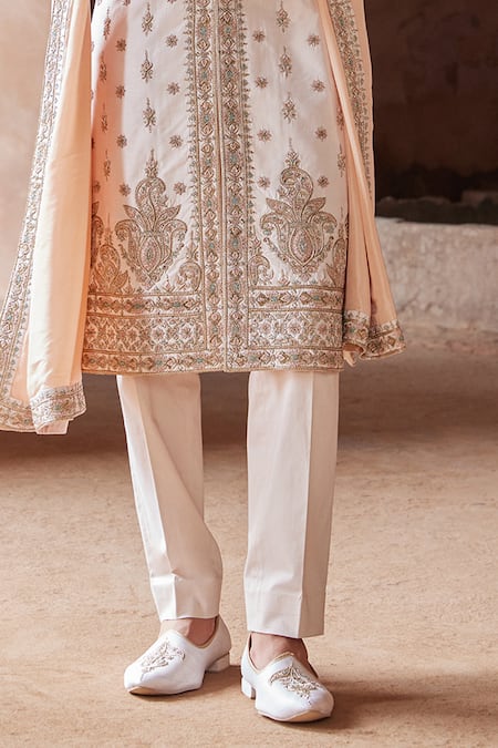 Buy Nitika Gujral Pink Sherwani Tafetta Silk Embroidery French Knots Dabka Trouser Set Online at Aza Fashions Buy_Nitika Gujral_Pink Sherwani Tafetta Silk Embroidery French Knots Dabka Trouser Set _Online_at_Aza_Fashions