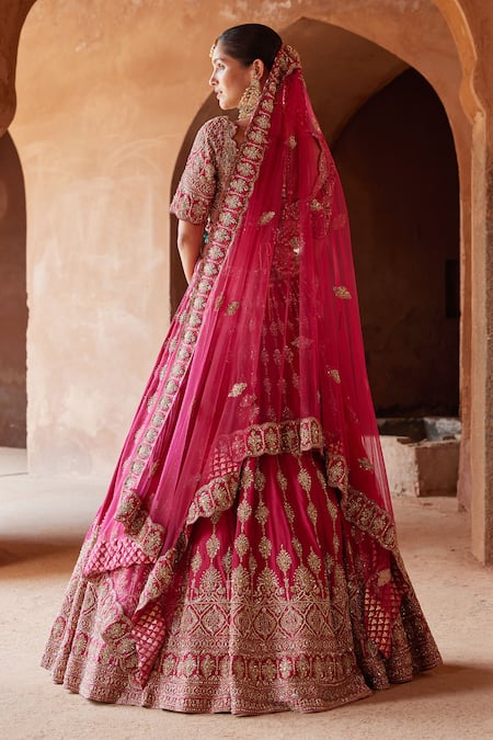 Nitika Gujral Raw Silk Bead Embroidered Bridal Lehenga Set 