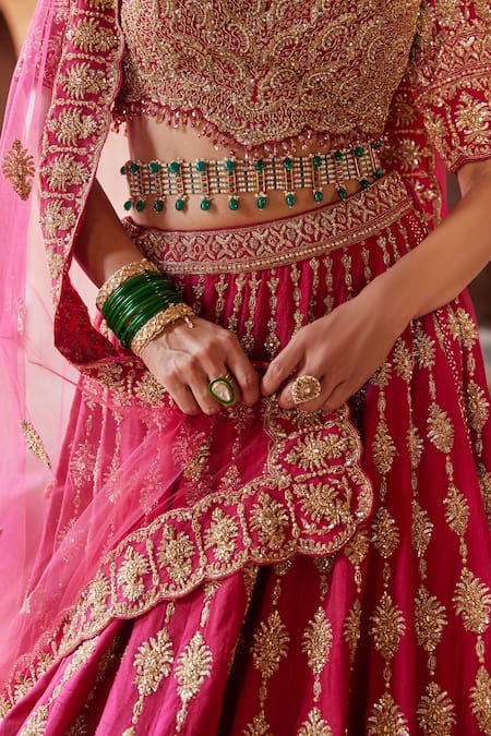 Buy Nitika Gujral Red Silk, Net Beads, Crystals Sweetheart Raw Embroidered Bridal Lehenga Set Online at Aza Fashions Buy_Nitika Gujral_Red Silk, Net Beads, Crystals Sweetheart Raw Embroidered Bridal Lehenga Set _Online_at_Aza_Fashions