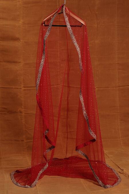 Nitika Gujral Red Silk, Net Beads, Diamonds, Dabka And Kasab Embroidered Bridal Lehenga Set Online at Aza Fashions Nitika Gujral_Red Silk, Net Beads, Diamonds, Dabka And Kasab Embroidered Bridal Lehenga Set _Online_at_Aza_Fashions