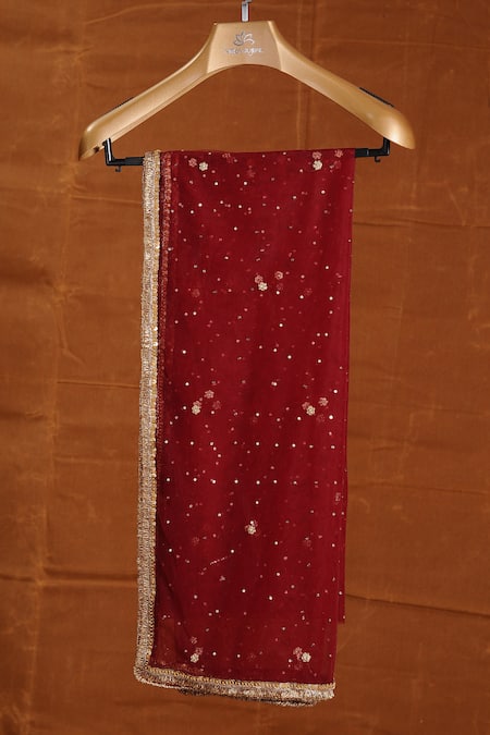 Nitika Gujral Maroon Velvet, Net Beads, Sequins, Zari Zardozi Embroidered Bridal Lehenga Set Online at Aza Fashions Nitika Gujral_Maroon Velvet, Net Beads, Sequins, Zari Zardozi Embroidered Bridal Lehenga Set _Online_at_Aza_Fashions