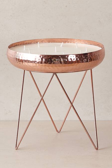 The Decor Remedy_Gold Iron And Paraffin Wax Stardust Hammered Candle Urlis Set Of 3_Online_at_Aza_Fashions