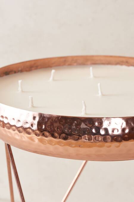 Buy_The Decor Remedy_Gold Iron And Paraffin Wax Stardust Hammered Candle Urlis Set Of 3_Online_at_Aza_Fashions