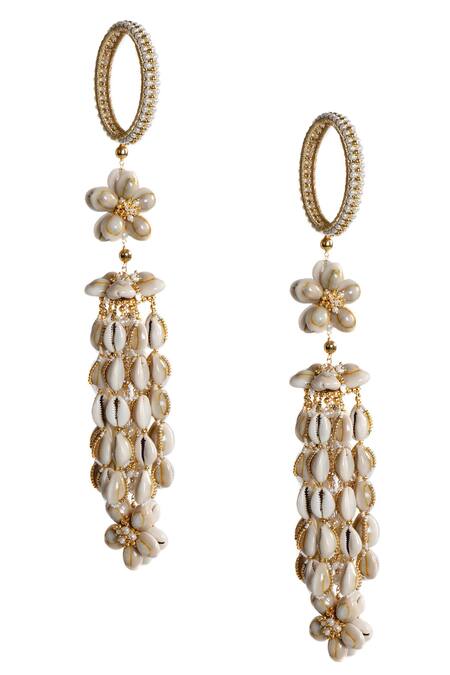 Shop Vaidaan Gold Plated Stones Alankriti Shell Embellished Kaleera - Set Of 2 at Aza Fashions Shop_Vaidaan_Gold Plated Stones Alankriti Shell Embellished Kaleera - Set Of 2_at_Aza_Fashions