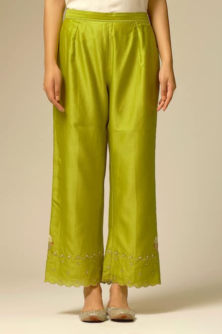 Anantaa By Roohi Orange Silk, Chanderi Embroidery, Beads Round Neck Floral Kurta Set at Aza Fashions Anantaa By Roohi_Orange Silk, Chanderi Embroidery, Beads Round Neck Floral Kurta Set _at_Aza_Fashions