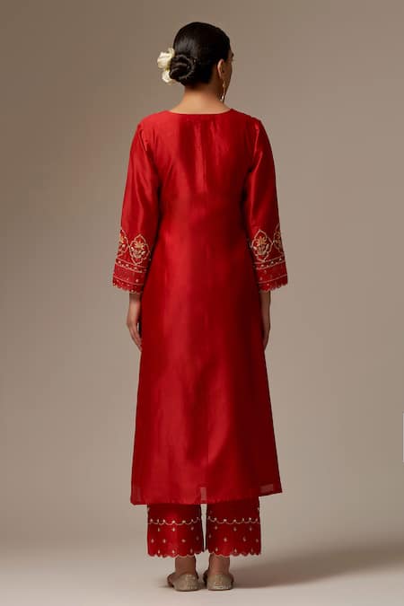 Anantaa By Roohi Silk Chanderi Hand Work Kurta Pant Set