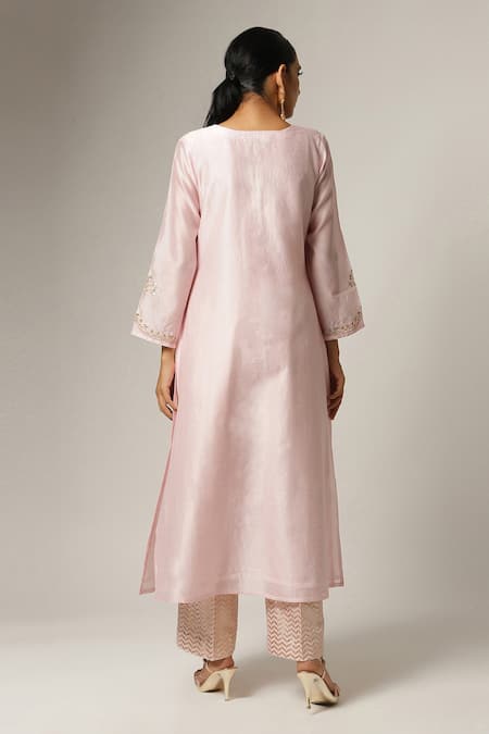 Anantaa By Roohi Silk Chanderi Floral Embroidered Kurta Pant Set 