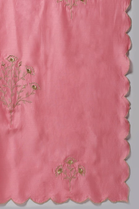 Anantaa By Roohi_Green Silk, Chanderi Embroidery Split V-neck Panelled Kurta Pant Set _at_Aza_Fashions