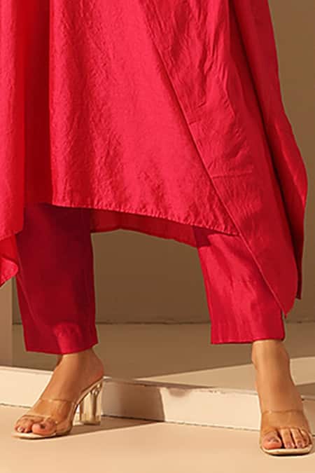 Buy Weaver Story Pink Chanderi Silk, Handloom Cotton Sequins V-neck Kaftan And Pant Set Online at Aza Fashions Buy_Weaver Story_Pink Chanderi Silk, Handloom Cotton Sequins V-neck Kaftan And Pant Set_Online_at_Aza_Fashions