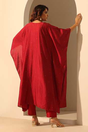Weaver Story Sequins Embroidered Round Neck Kaftan 