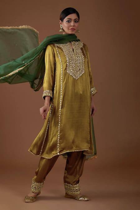 Preeti S Kapoor Gota Yoke Embellished Kurta Set 