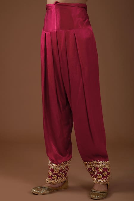 Buy_Preeti S Kapoor_Red Silk, Organza Fringe, Embroidery, Gota Sequin Embellished Kurta Salwar Set _Online_at_Aza_Fashions