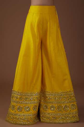 Buy Preeti S Kapoor Yellow Silk, Organza Gota Patti, Sequins, Pearls, Hand A-line Kurta Sharara Set Online at Aza Fashions Buy_Preeti S Kapoor_Yellow Silk, Organza Gota Patti, Sequins, Pearls, Hand A-line Kurta Sharara Set _Online_at_Aza_Fashions