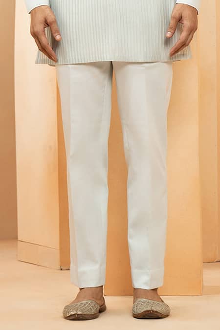 Shop_Studio Bagechaa_Grey Chanderi Embroidery Placed Floral Kurta With Pyjama Pant _Online_at_Aza_Fashions