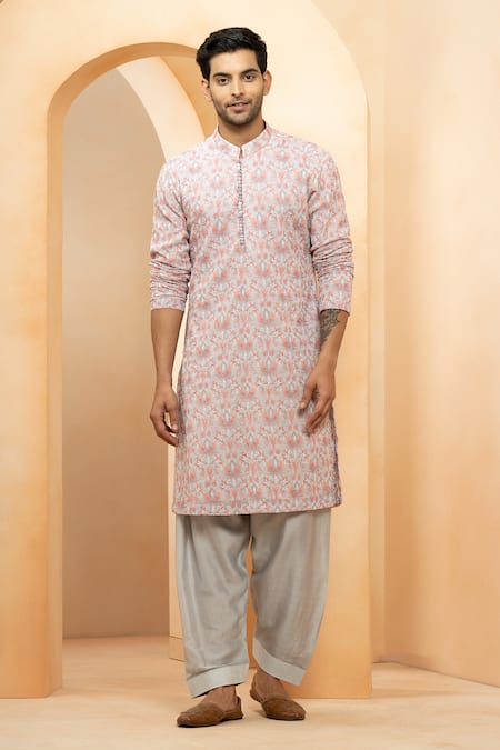 Studio Bagechaa Floral Thread Embroidered Kurta With Salwar 