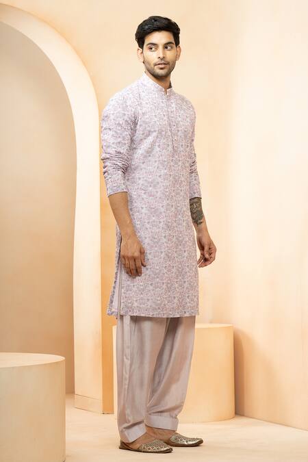 Buy_Studio Bagechaa_Multi Color Georgette Embroidery Thread Floral Kurta With Salwar_Online_at_Aza_Fashions