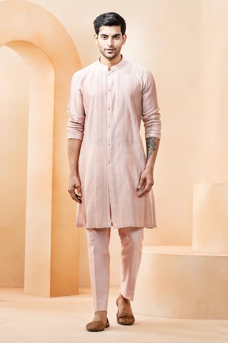 Buy Studio Bagechaa Pink Chanderi Embroidery Bundi Kurta Set Buy_Studio Bagechaa_Pink Chanderi Embroidery Bundi Kurta Set